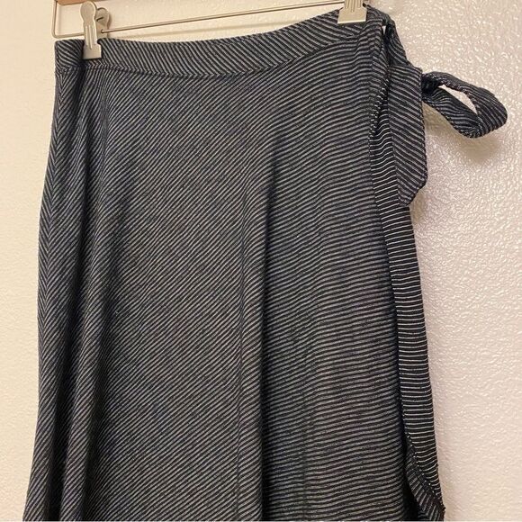 Nordstrom Susina faux Wrap maxi side tie stretch jersey waterfall stripe Skirt M - Picture 7 of 12